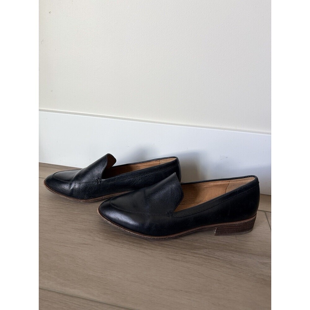 Women’s Madewell The Frances Loafer Shoes Black Leather Pointed Toe Slip On, 7.5